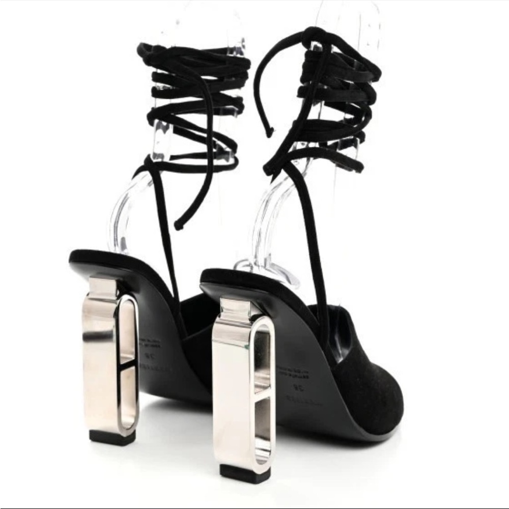 Hermes Black Heels with Silver Block Heels